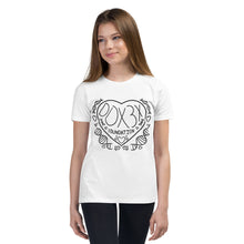 Load image into Gallery viewer, Youth Short Sleeve T-Shirt - Black Print Heart Design