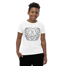 Load image into Gallery viewer, Youth Short Sleeve T-Shirt - Black Print Heart Design