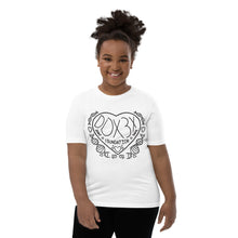 Load image into Gallery viewer, Youth Short Sleeve T-Shirt - Black Print Heart Design