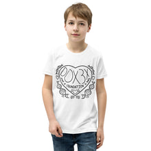 Load image into Gallery viewer, Youth Short Sleeve T-Shirt - Black Print Heart Design
